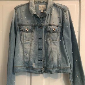 Jessica Simpson pearl studded jean jacked